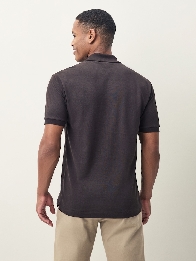Lacoste Brown Petite Original L.12.12 Piqué Cotton Polo Shirt - Image 2 of 4 Lacoste Brown Petite Original L.12.12 Piqué Cotton Polo Shirt - Image 2 of 4