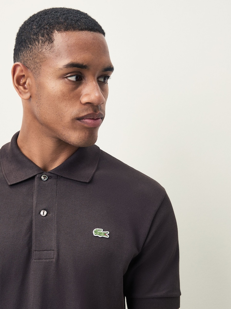 Lacoste Brown Petite Original L.12.12 Piqué Cotton Polo Shirt - Image 4 of 4 Lacoste Brown Petite Original L.12.12 Piqué Cotton Polo Shirt - Image 4 of 4