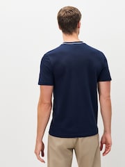 Lacoste Blue Stretch Piqué Stripe Collar T-Shirt - Image 2 of 4