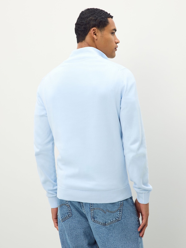 Lacoste Blue Cotton Quarter Zip Jumper - Image 2 of 7 Lacoste Blue Cotton Quarter Zip Jumper - Image 2 of 7
