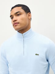 Lacoste Blue Regular Fit High Zipped Neck Sweater - Image 4 of 7