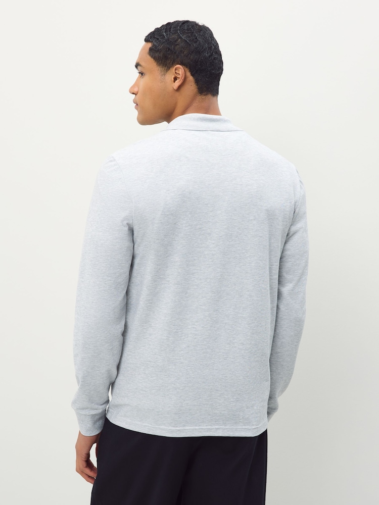 Lacoste Grey Regular Fit Long Sleeve Cotton Ottoman Polo Shirt - Image 2 of 4