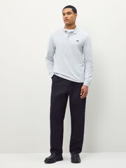 Lacoste Grey Regular Fit Long Sleeve Cotton Ottoman Polo Shirt - Image 4 of 4