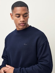Lacoste Blue Loose Fit Fleece Sweatshirt - Image 4 of 6