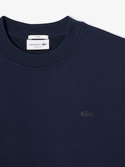 Lacoste Blue Loose Fit Fleece Sweatshirt - Image 6 of 6