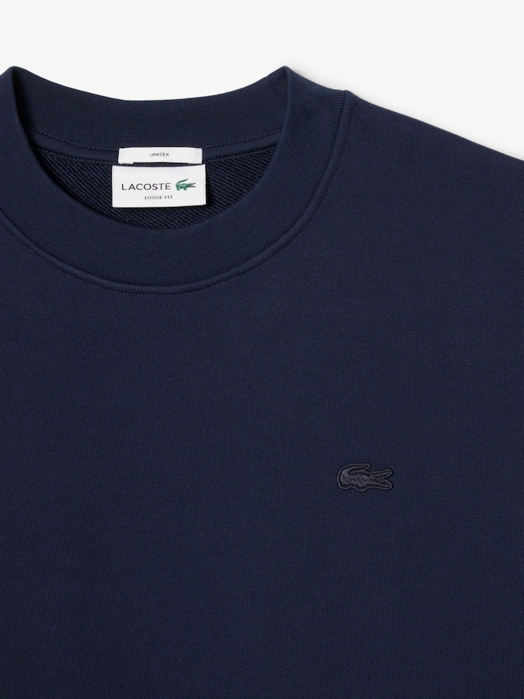 Lacoste Blue Loose Fit Fleece Sweatshirt - Image 6 of 6