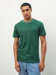 Lacoste Green Stretch Piqué Stripe Collar T-Shirt - Image 1 of 4