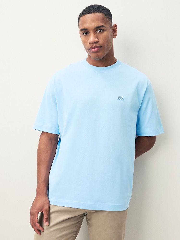 Lacoste Blue Loose Fit Heavy Cotton Jersey T-Shirt - Image 1 of 4