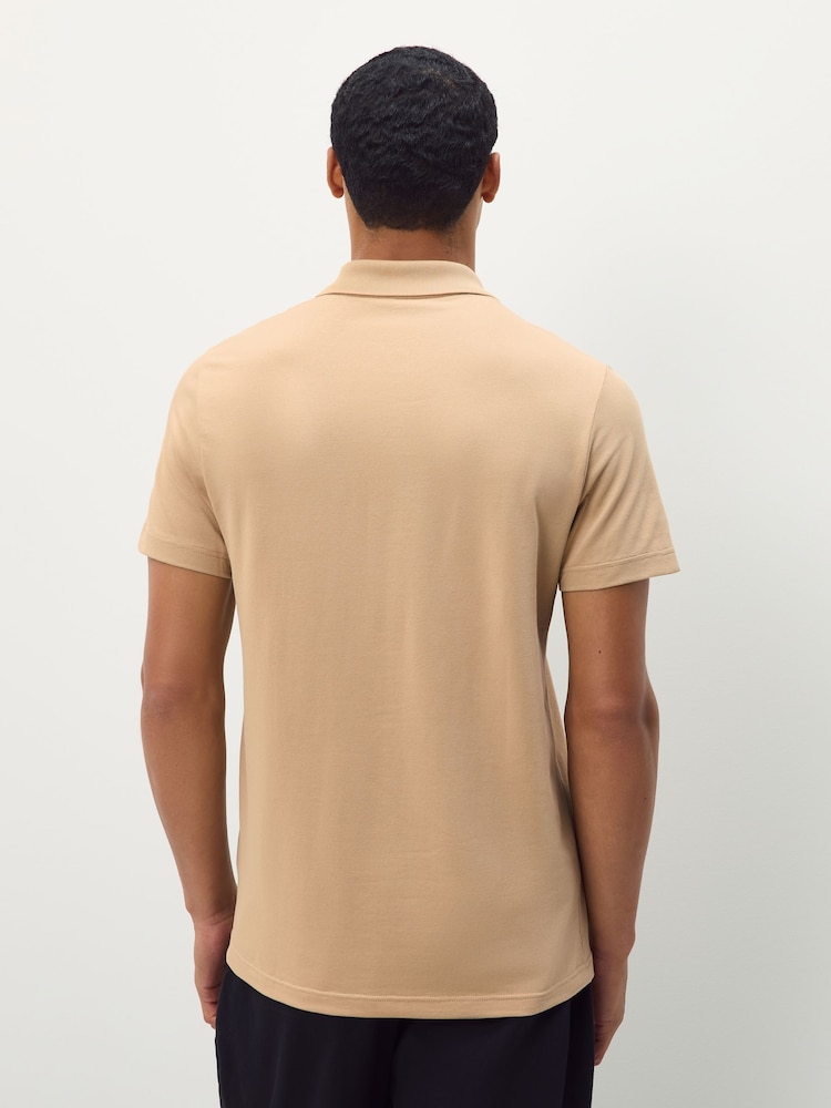 Lacoste Camel Regular Fit Cotton Blend Ottoman Polo Shirt - Image 4 of 4 Lacoste Camel Regular Fit Cotton Blend Ottoman Polo Shirt - Image 4 of 4