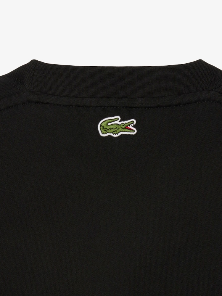 Lacoste Black Signature Print Cotton T-Shirt - Image 2 of 3