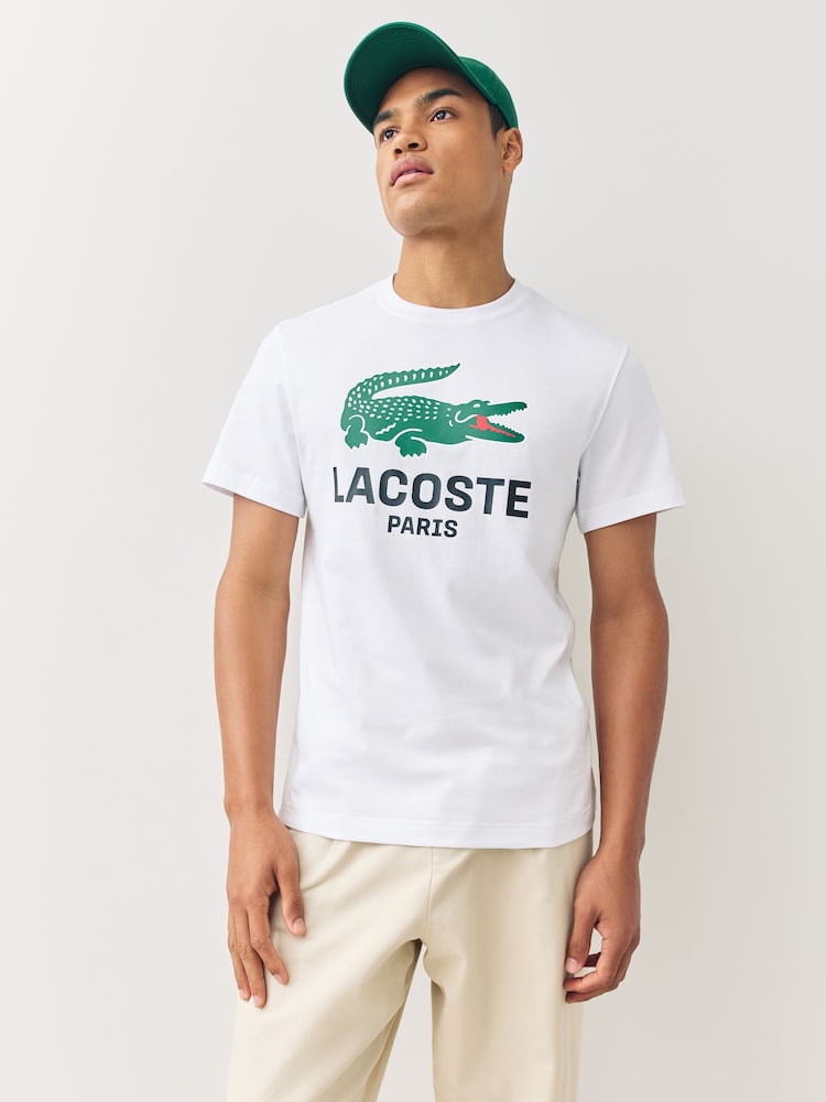 Lacoste White Regular Fit Printed Jersey T-Shirt - Image 2 of 5