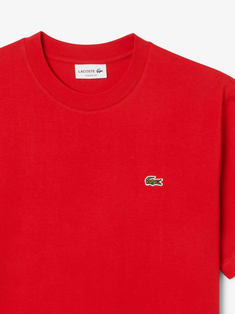 Lacoste Cranberry Red Luxury Pima Cotton T-Shirt - Image 5 of 5 Lacoste Cranberry Red Luxury Pima Cotton T-Shirt - Image 5 of 5