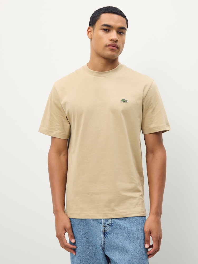 Lacoste Beige Luxury Pima Cotton T-Shirt - Image 1 of 7 Lacoste Beige Luxury Pima Cotton T-Shirt - Image 1 of 7