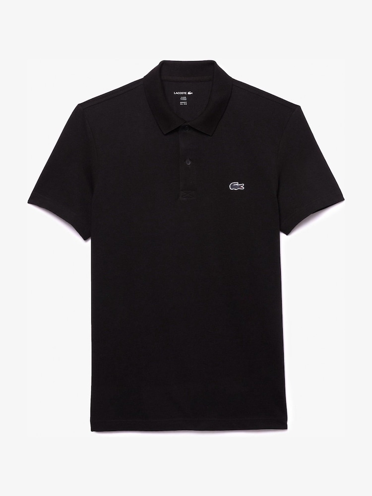 Lacoste Black Chrome Regular Fit Cotton Blend Ottoman Polo Shirt - Image 1 of 3