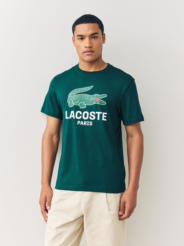 Lacoste Green Regular Fit Printed Jersey T-Shirt - Image 1 of 5