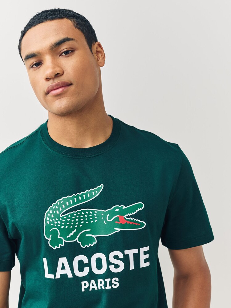 Lacoste Green Regular Fit Printed Jersey T-Shirt - Image 5 of 5