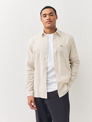 Lacoste Cream Small Check Flannel Shirt - Image 1 of 5