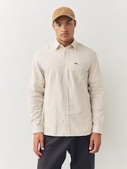 Lacoste Cream Small Check Flannel Shirt - Image 2 of 5