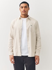 Lacoste Cream Small Check Flannel Shirt - Image 3 of 5