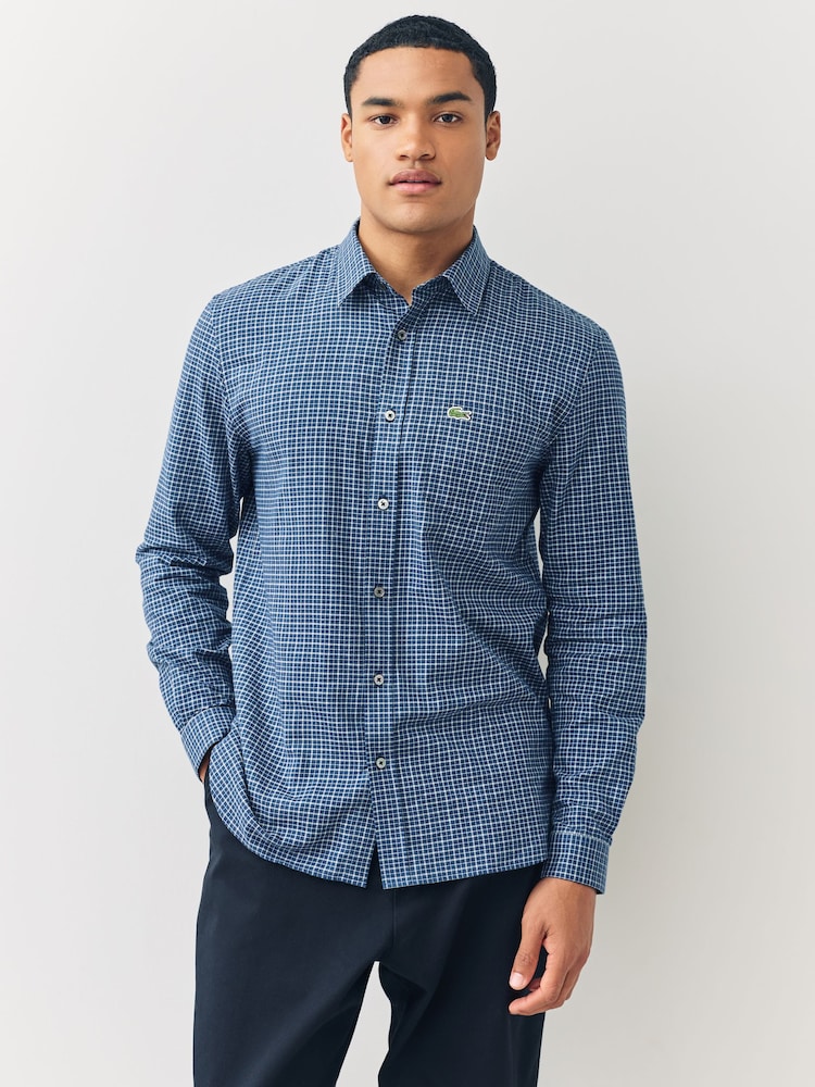 Lacoste Blue Small Check Flannel Shirt - Image 1 of 4