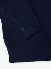 Lacoste Blue Relaxed Fit Moss Stitch Wool Cardigan - Image 2 of 3