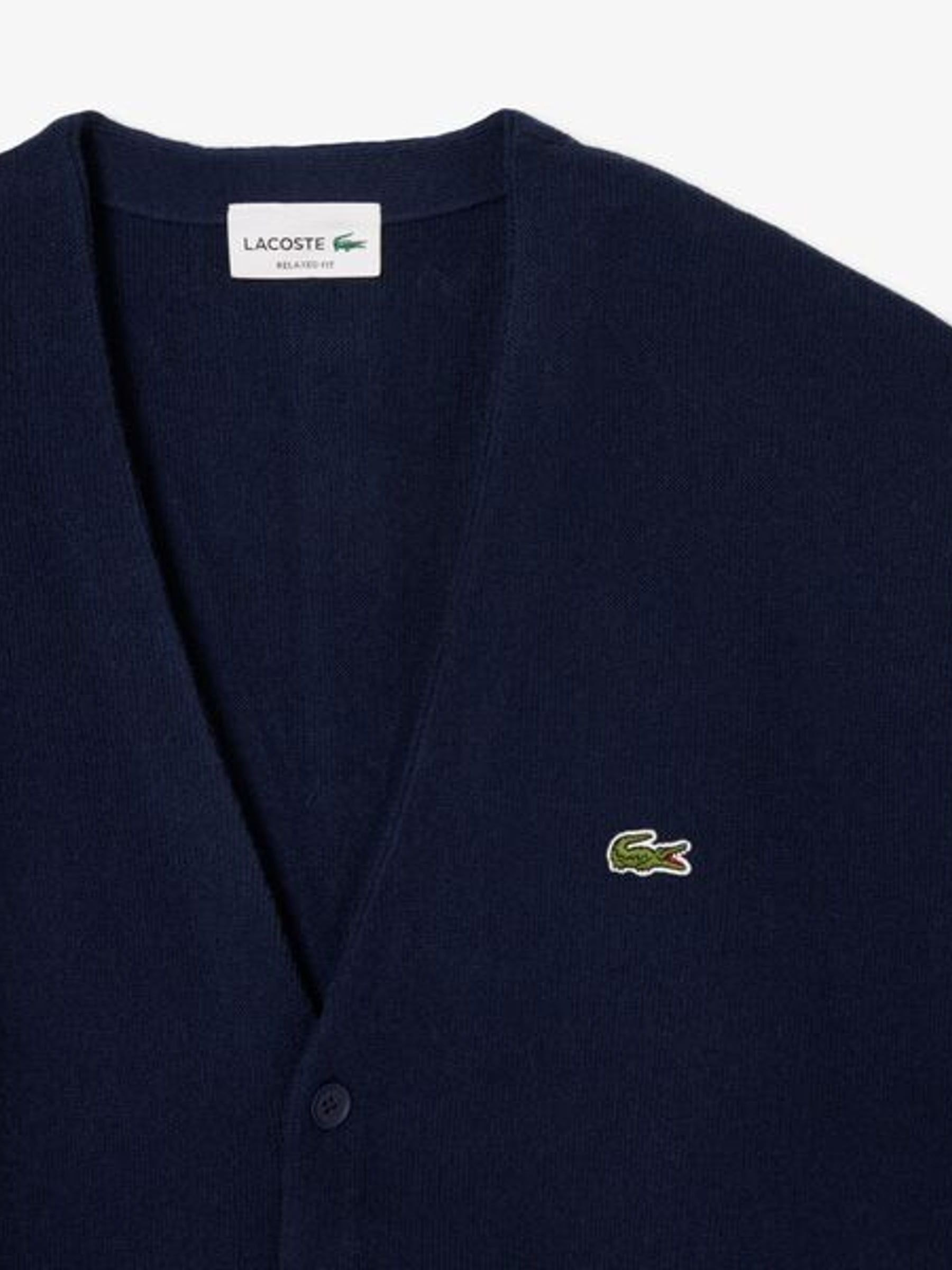 Buy Lacoste Blue Relaxed Fit Moss Stitch Wool Cardigan from Next