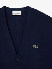 Lacoste Blue Relaxed Fit Moss Stitch Wool Cardigan - Image 3 of 3