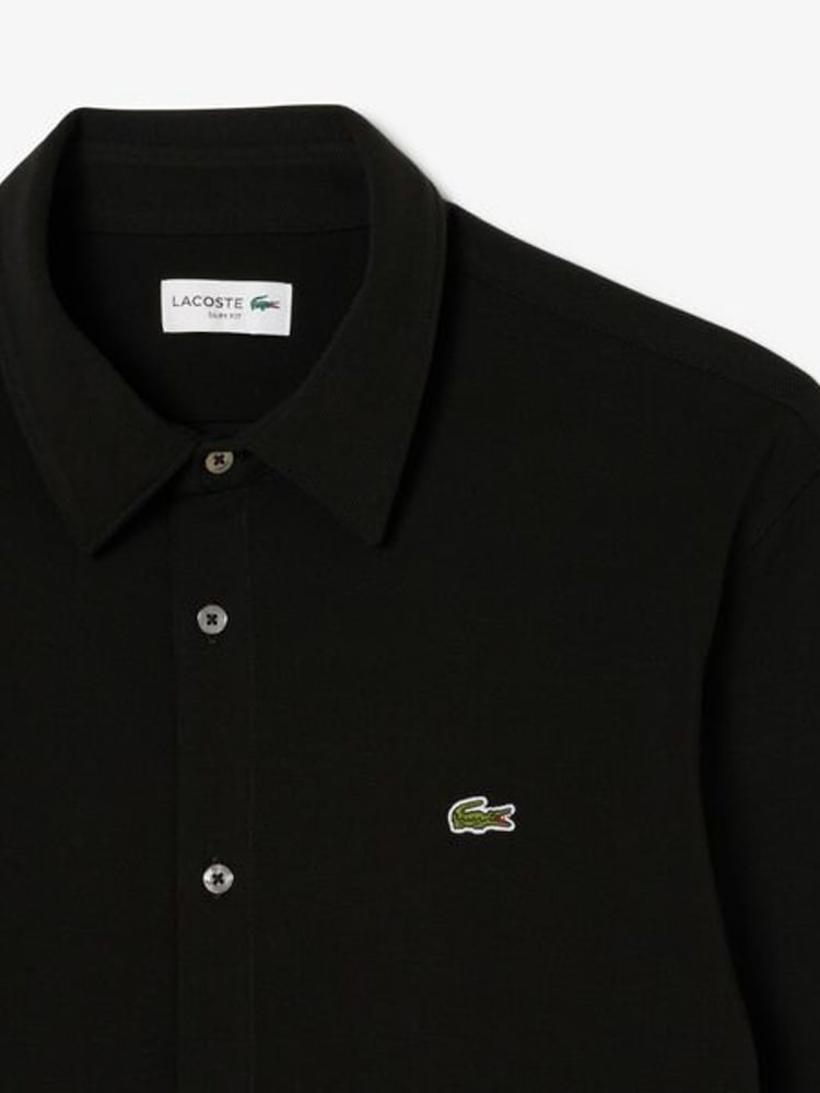 Lacoste Black Slim Fit Cotton Piqué Shirt - Image 2 of 3