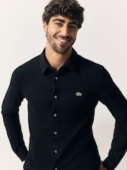 Lacoste Black Slim Fit Cotton Piqué Shirt - Image 4 of 8