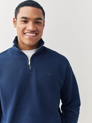 Lacoste Blue Loose Fit Zip Neck Fleece Sweatshirt - Image 3 of 3