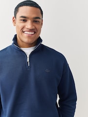 Lacoste Blue Loose Fit Zip Neck Fleece Sweatshirt - Image 4 of 4