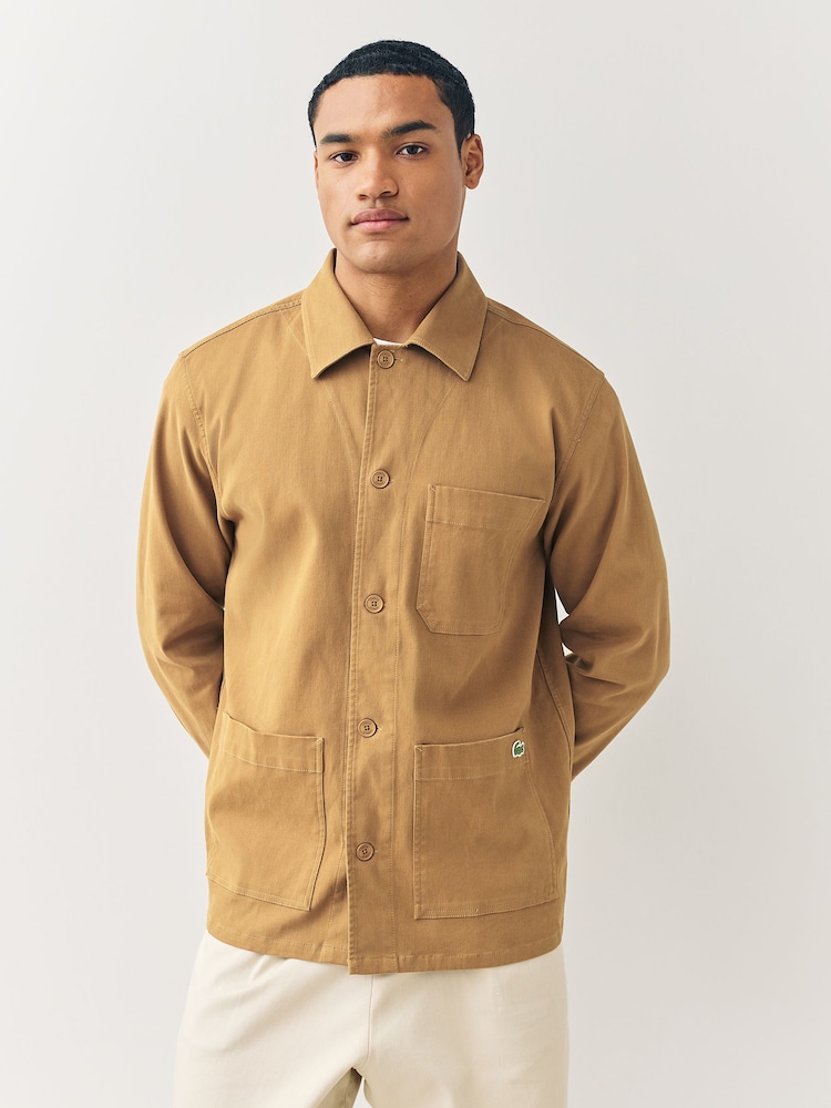 Lacoste Camel Lacoste Woven Overshirt - Image 1 of 5 Lacoste Camel Lacoste Woven Overshirt - Image 1 of 5