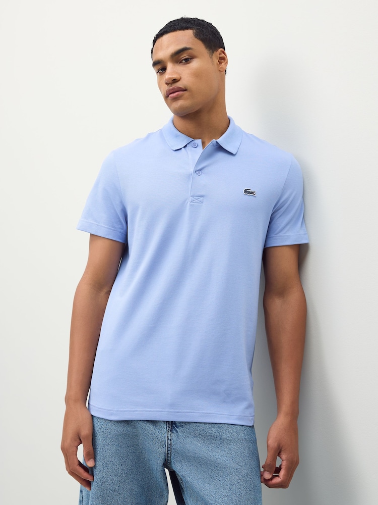 Lacoste Sky Blue Regular Fit Cotton Blend Ottoman Polo Shirt - Image 1 of 6 Lacoste Sky Blue Regular Fit Cotton Blend Ottoman Polo Shirt - Image 1 of 6