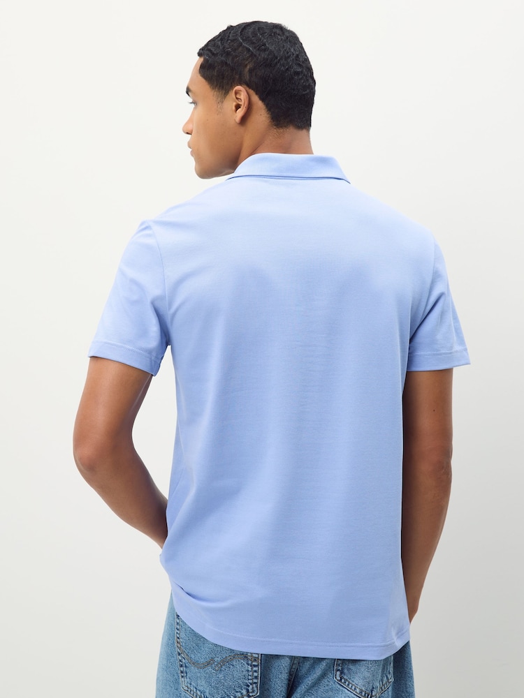 Lacoste Sky Blue Regular Fit Cotton Blend Ottoman Polo Shirt - Image 2 of 6 Lacoste Sky Blue Regular Fit Cotton Blend Ottoman Polo Shirt - Image 2 of 6
