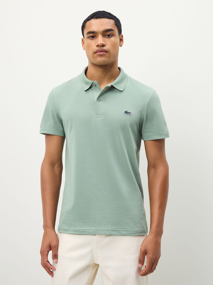 Lacoste Olive Green Regular Fit Cotton Blend Ottoman Polo Shirt - Image 1 of 6 Lacoste Olive Green Regular Fit Cotton Blend Ottoman Polo Shirt - Image 1 of 6