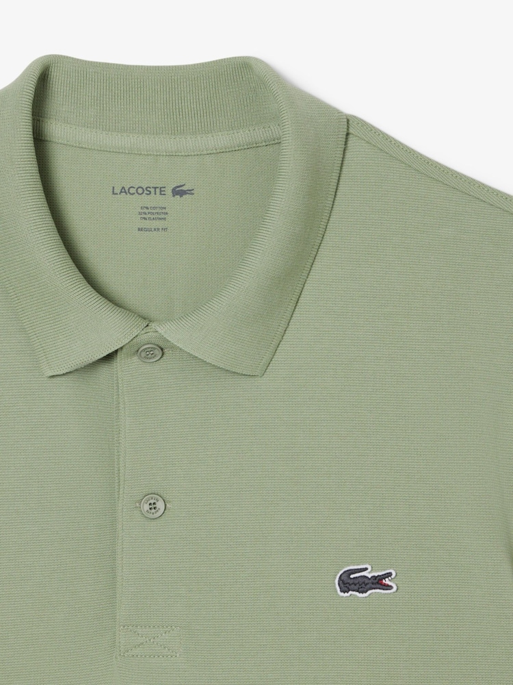 Lacoste Regular Fit Green Cotton Ottoman Polo Shirt - Image 2 of 2