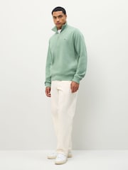 Lacoste Green Regular Fit High Neck Zipped Sweatshirt - Image 4 of 5