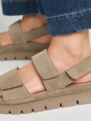 Simply Be Nude Wide Fit Chunky Suede Touch And Close Sandals - Image 3 of 4