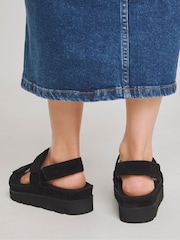 Simply Be Black Extra Wide Fit Chunky Suede Touch And Close Sandals - Image 3 of 4
