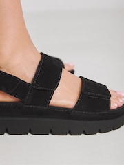 Simply Be Black Extra Wide Fit Chunky Suede Touch And Close Sandals - Image 4 of 4