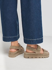 Simply Be Nude Extra Wide Fit Chunky Suede Touch And Close Sandals - Image 2 of 4