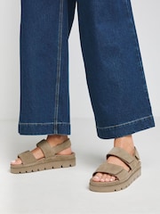 Simply Be Nude Extra Wide Fit Chunky Suede Touch And Close Sandals - Image 4 of 4