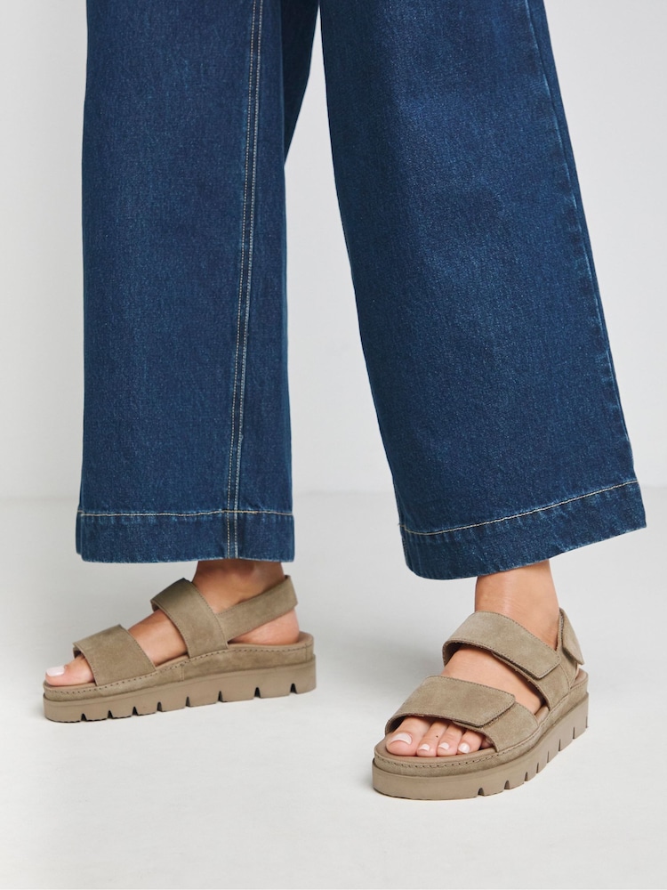 Simply Be Nude Extra Wide Fit Chunky Suede Touch And Close Sandals - Image 4 of 4