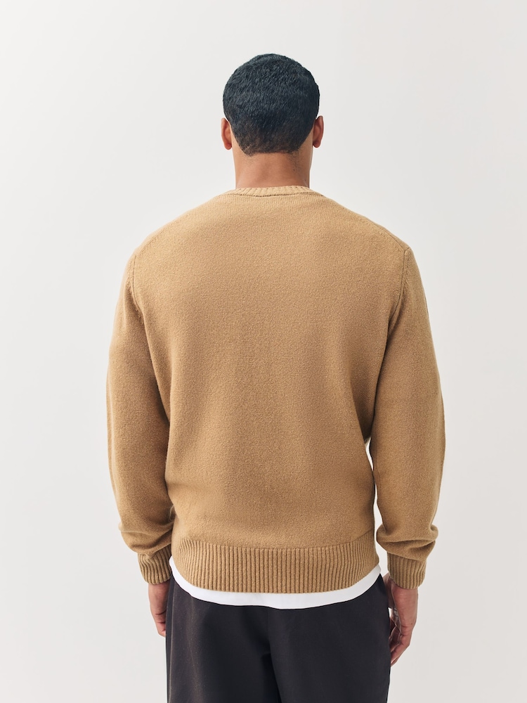 Lacoste Brown Carded Wool Jersey Crew Neck Sweater - Image 2 of 5