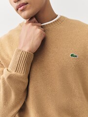 Lacoste Brown Carded Wool Jersey Crew Neck Sweater - Image 5 of 5