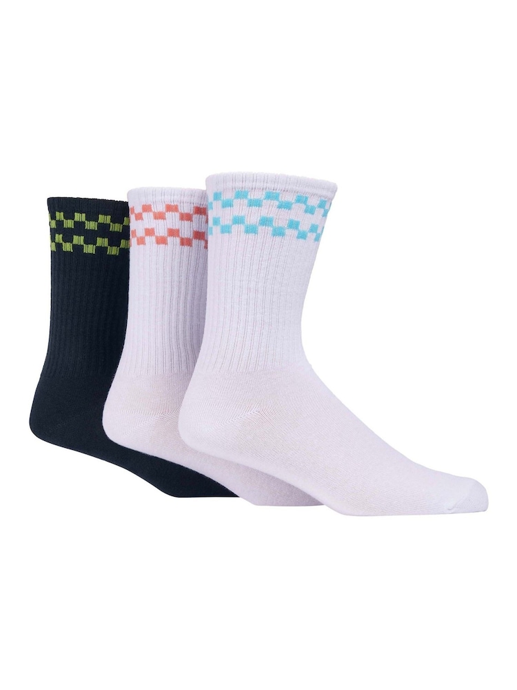 Wild Feet White Sports Style Crew Socks 3 pack - Image 1 of 7