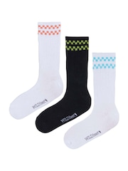 Wild Feet White Sports Style Crew Socks 3 pack - Image 2 of 7