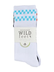 Wild Feet White Sports Style Crew Socks 3 pack - Image 3 of 7