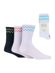 Wild Feet White Sports Style Crew Socks 3 pack - Image 5 of 7