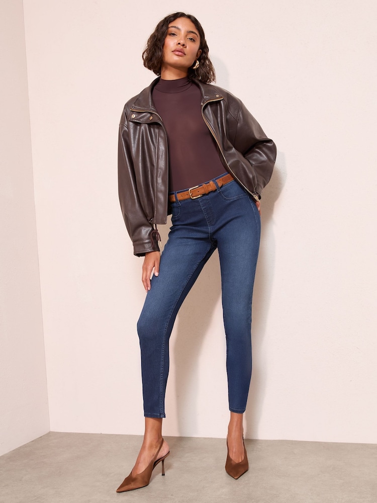 Friends Like These Rinse Blue Elasticated Waist Denim Jeggings - Image 2 of 4 Friends Like These Rinse Blue Elasticated Waist Denim Jeggings - Image 2 of 4
